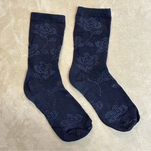 Two Pairs of Black Floral Pattern Socks